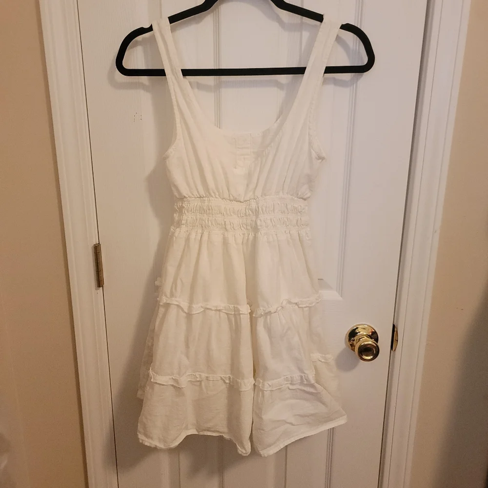 Urban Outfitters White Lined Cotton Faux Ruffle Tier Sundress Size S - P - Picture 2 of 5